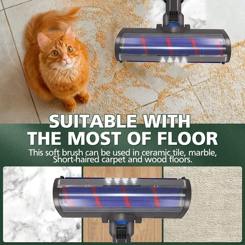 AB43 Для-Dyson-V15-V11-V10-V8-V7-Пылесосы-Насадка-Мягкая роликовая щетка-Замена-С пыль-Светильник-Для гардероба-Сылесос