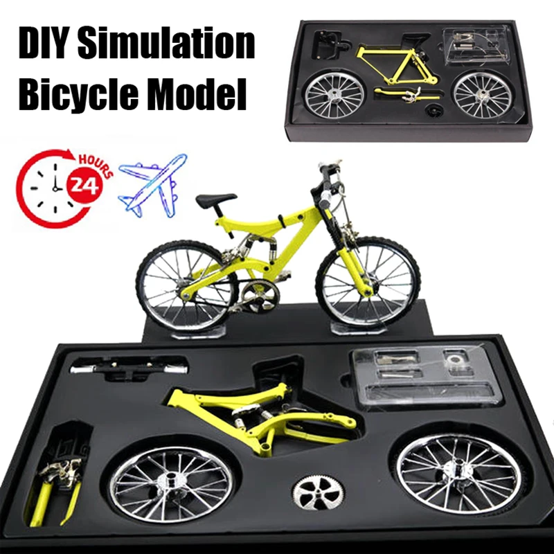 

DIY Simulation Bicycle Model Kit Alloy Mountain Road Bicycle Set Assembled Teaching Model Toy Collection Decoration Gift