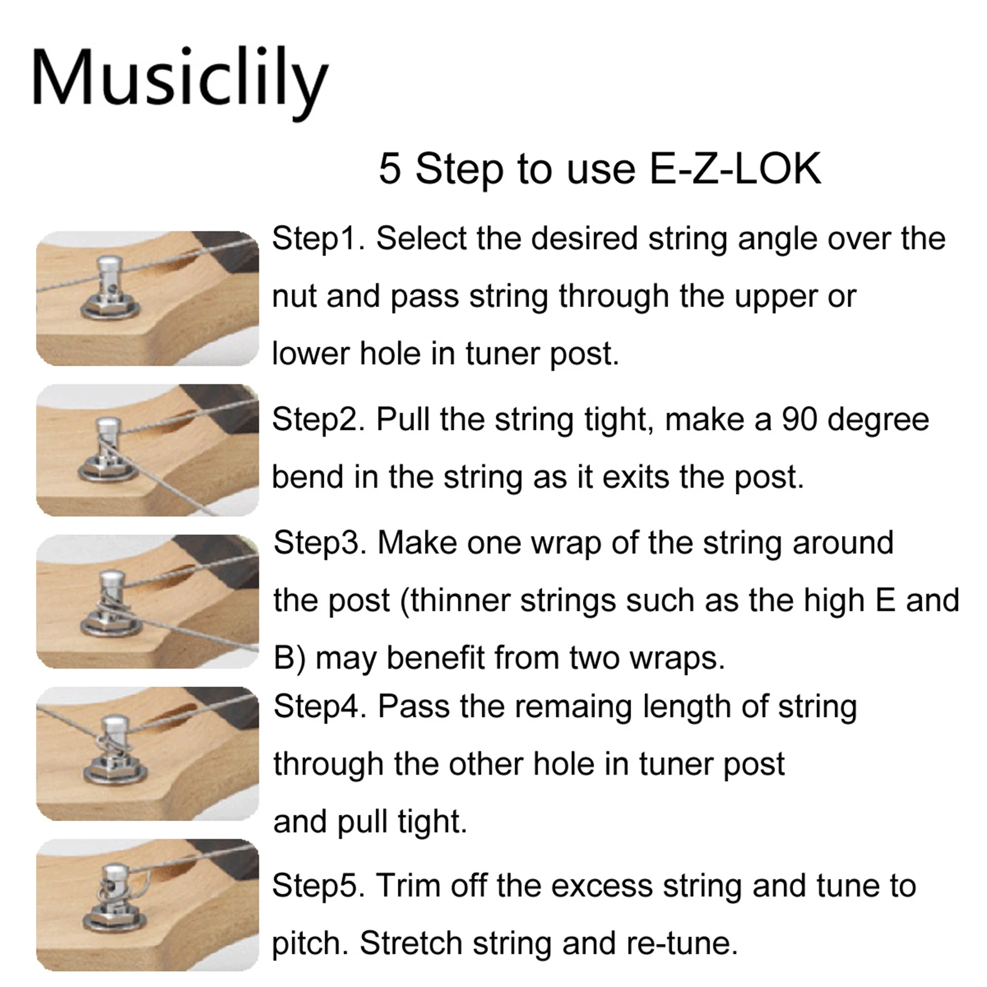 Wilkinson 19:1 Ratio E-Z-LOK Full Sealed Machine Head Tuner Tuning Peg Key with Hex Button for ST Tele Style Electric Guitar