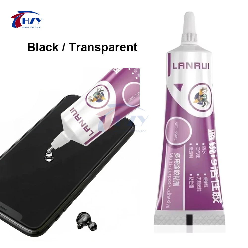 55ml Lanrui I9 Strong Black Transparent Adhesive Glue For Mobile Phone Clear Contact Case Screen Frame Crystal Rapid Curing Tool