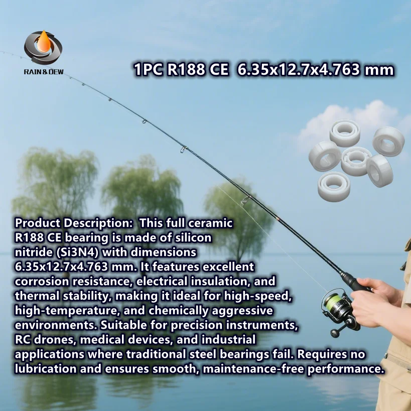 

1PC R188 CE Full Ceramic Bearing Si3N4 6.35*12.7*4.763 mm Full Balls R188 CE Ceramic Ball Bearings