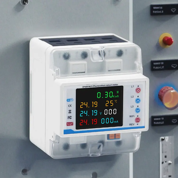 

Wireless Connectivity Smart 4P PC Power Meter Automatic Reclosure ProtectorLED Leakage Protection AC Three Phase Circuit Breaker