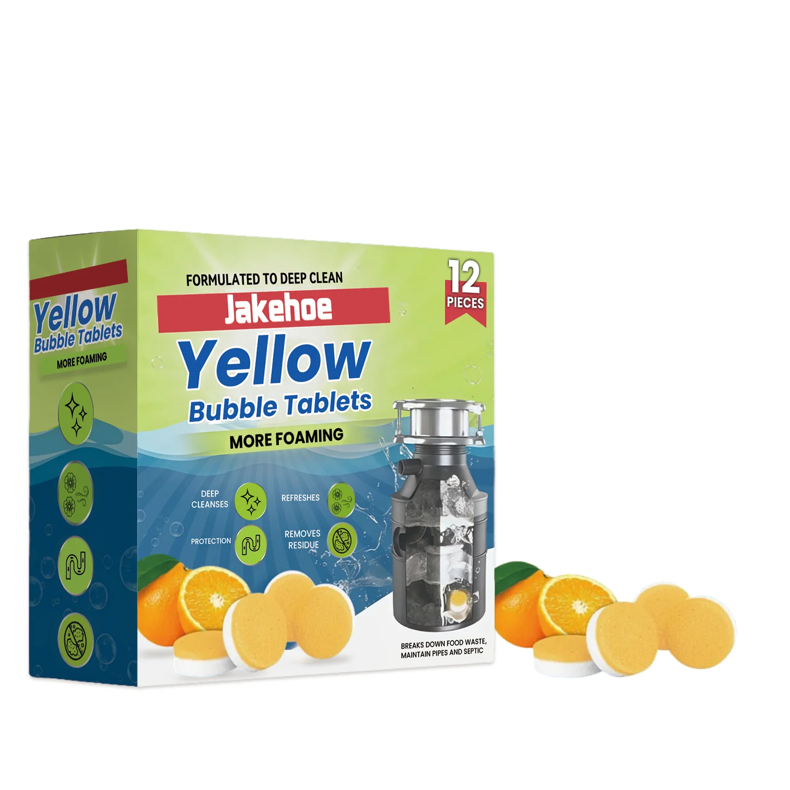 Drain Cleaning Tablets, Household Sewer Pipe Cleaner, Dissolves Hair, Grease & Organic Buildup, Prevents Clogs & Odor, Drain Maintenance Tablets for Kitchen Sink, Bathroom, Shower, Bathtub, Toilet, Long-Lasting Deodorizing Drain Care