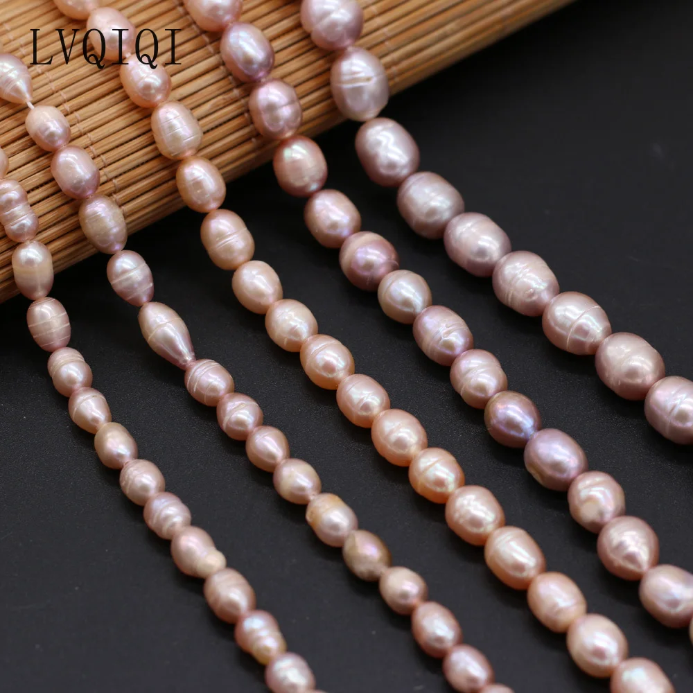 Natural Freshwater Pearl Beads Rice Shape 100% Real Pearls Bead for Jewelry Making DIY Women Bracelet Necklace Earrings