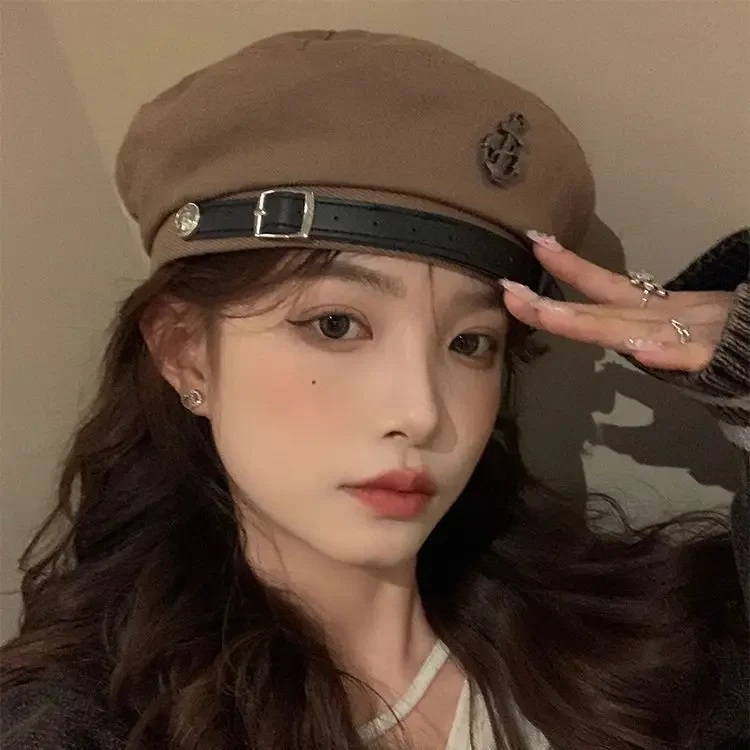 Winter Personality Vintage Beret Women's Belt Anchor Sweet Cool Painter Hat Designer Model Functional Style Navy Sailor Hat