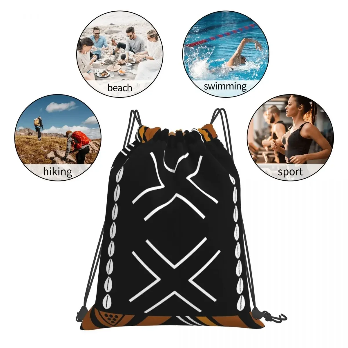 Mochila De diseño Bogolan de tela de barro africana, bolsas con cordón portátiles, paquete de cordón, bolsillo, bolsa deportiva, bolsa de libros, viaje, escuela