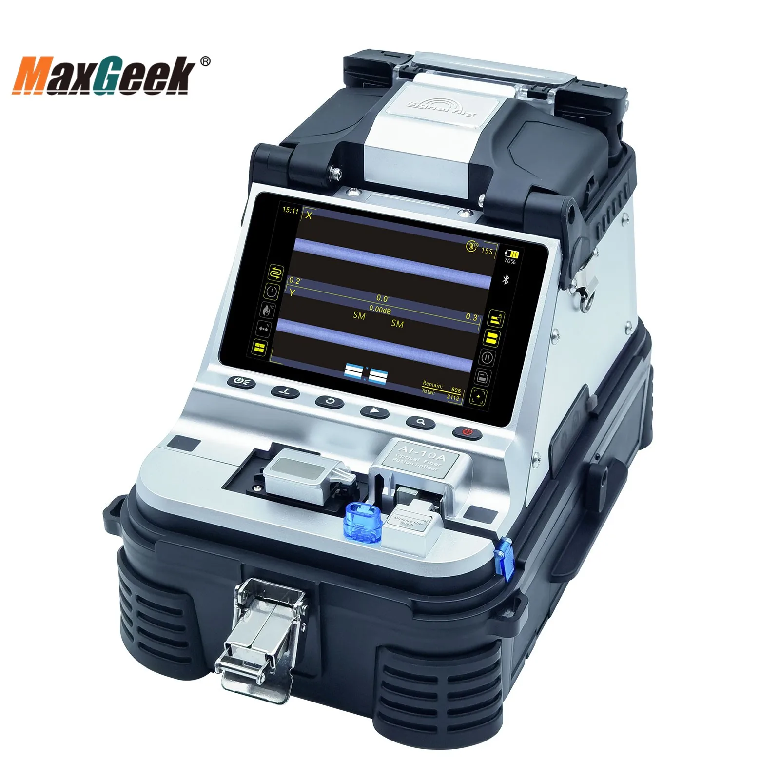 Maxgeek AI-10A Fourth Generation Trunk Line Optical Fiber Fusion Splicer with 5-inch TFT Screen and 8-in-1 Signal Fire Stripper