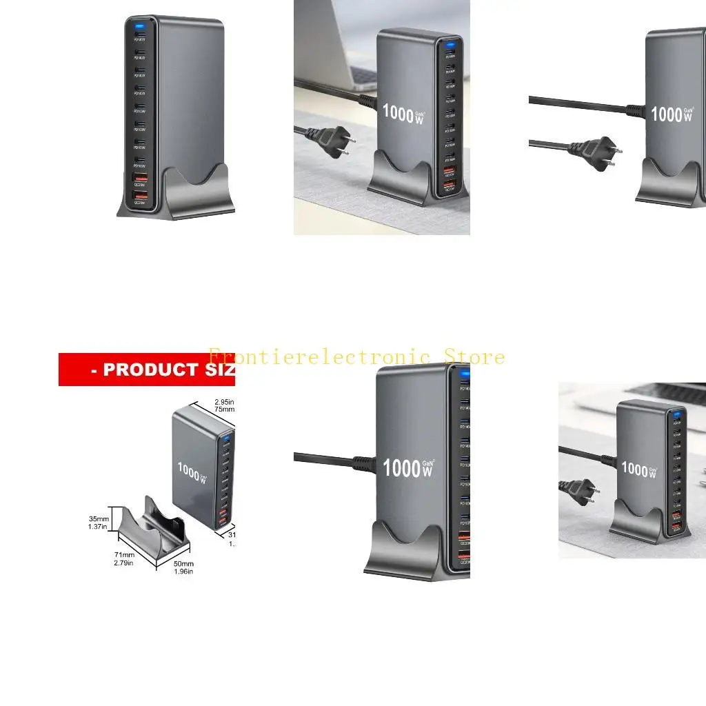 g8db-多機能-1000-ワットデスクトップ充電アダプタ-usb-タイプ-c-ポートインテリジェントパワーデスクトップ充電ステーションプラスチックテクスチャ