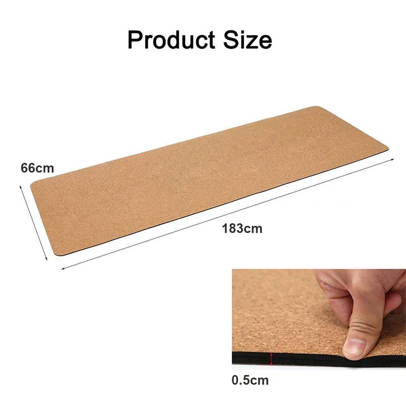 Natural Cork TPE Yoga Mat Fitness Gym Sports Mats Pilates Exercise Pads Non-Slip 6mm Absorb Sweat Odorless Yoga Mats 183X61cm