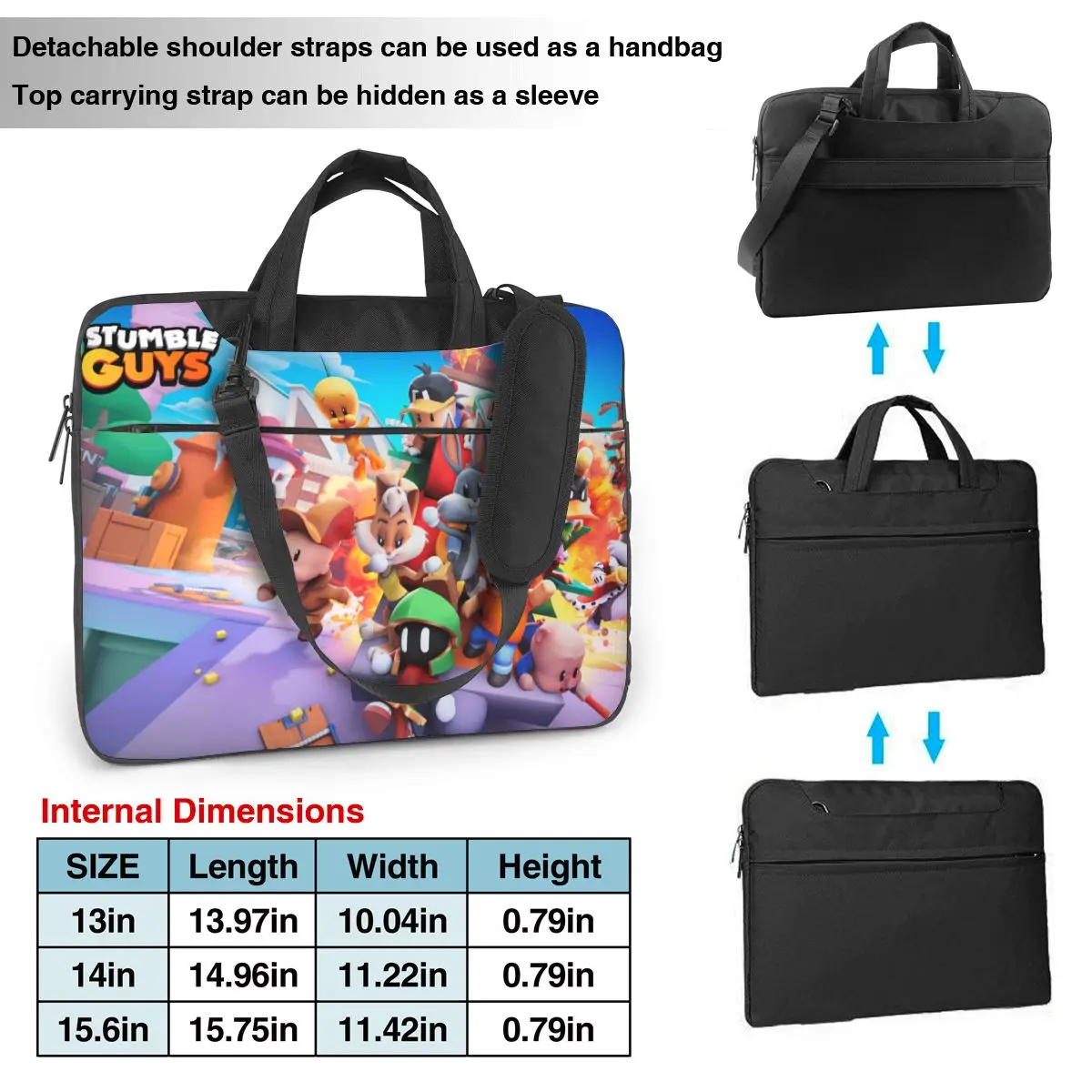 Game Stumble Guys Cartoon Laptop Bag For Macbook Air HP Huawei 13 14 15 Briefcase Bag Shockproof Kawaii Computer Case