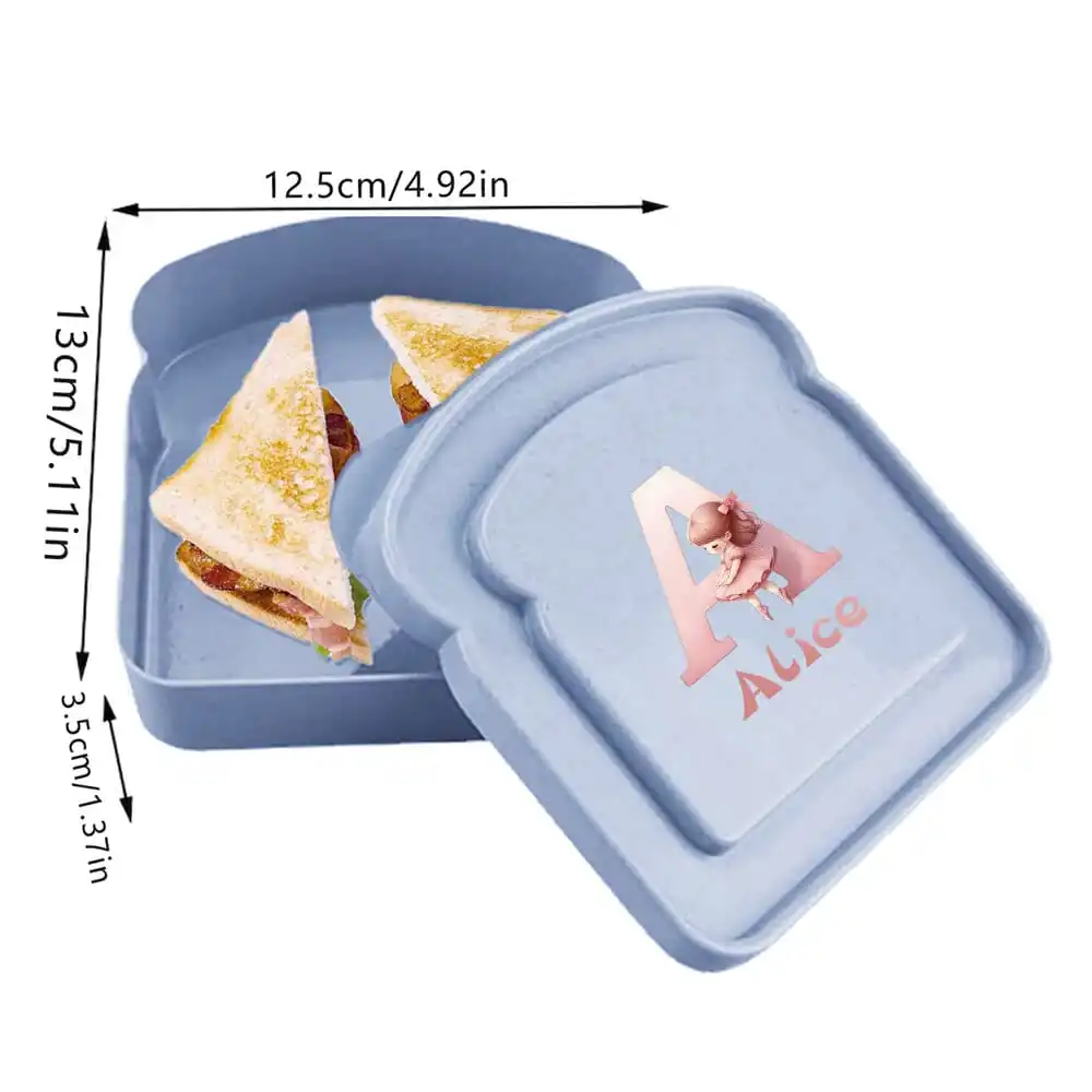 Customized Name Sandwich Box Portable Bread Storage Toast Box With Lid Lunch Bag Picnic Travel Meal Organizer Personalized DIY - Image 2
