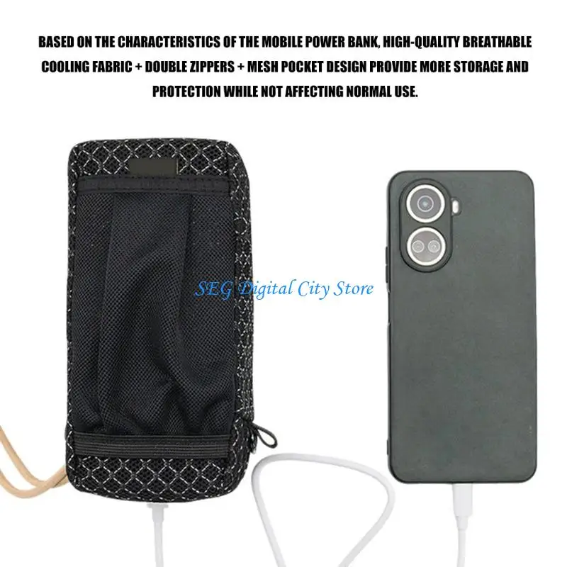 U75B Power Banks Case Scratchproof Bag With Pocket Zippers Shockproof Storage Bag