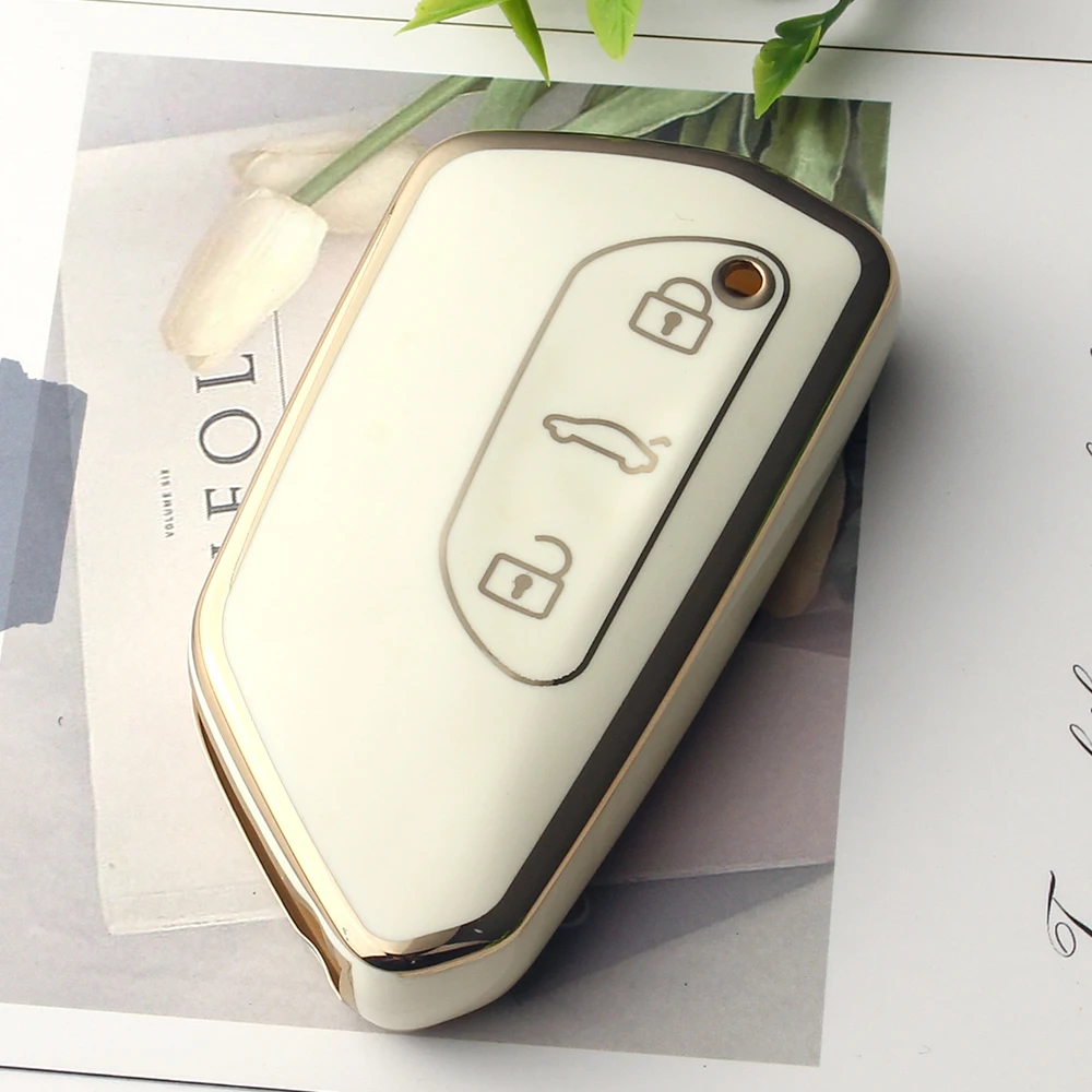 KEYYOU TPU Car Key Fob Case Cover Accessories For VW For Volkswagen Golf 8 ID.3 ID.4 Skoda Octavia A8 MK4 MK8 2022 2021 GTI R
