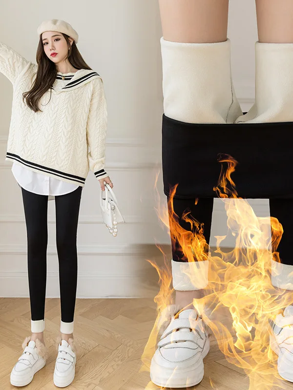 plus Size Sharkskin Yoga Pants Women's Fleece Lined Thick High Waist Tight Warm Base Layer Pants Autumn Winter Casual Style