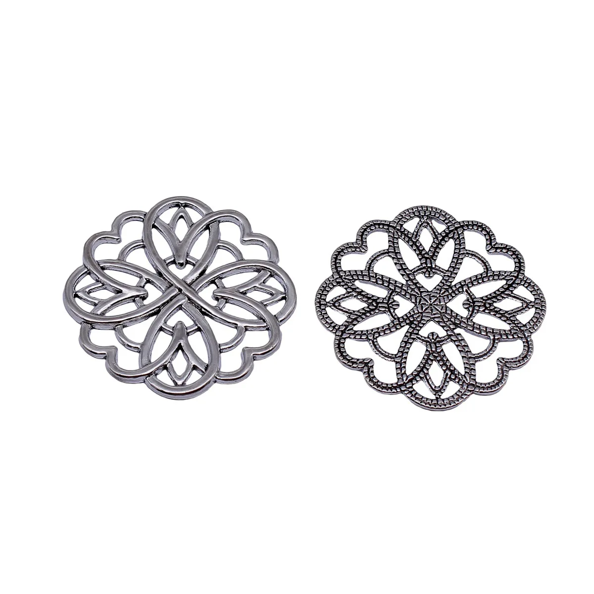 Big Floral Round Hollow Flower Wreath Garland Connector Charms Link Necklace DIY Dangle Jewelry Supplies