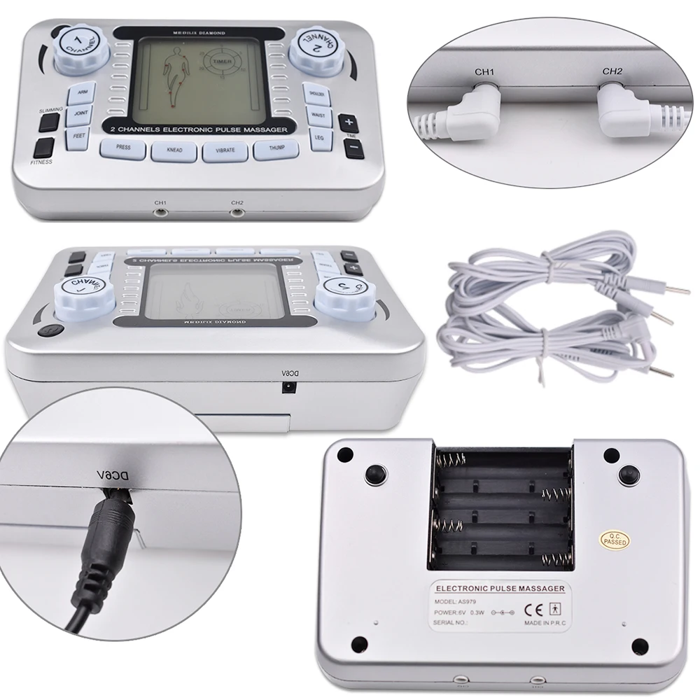 Electrical Tens Pulse Massager 12 Modes EMS Muscle Stimulator Acupuncture Digital Frequency Physiotherapy Machine Fast Dropship