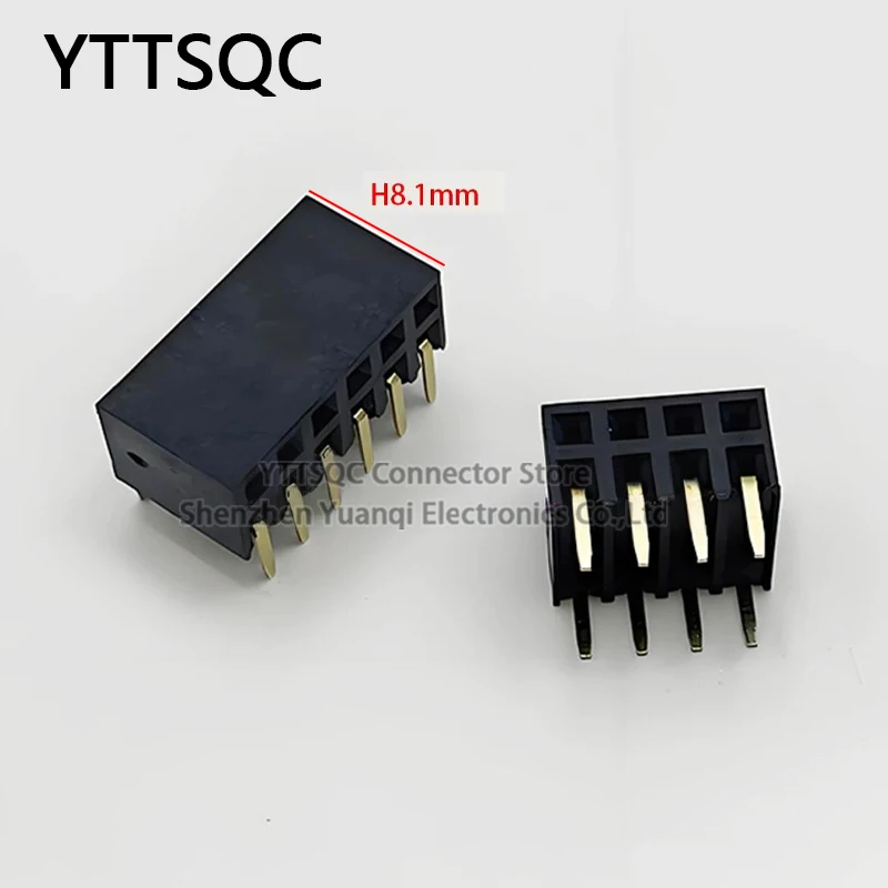 10pcs 2.54mm Pitch Side Plug Flag Type‌ Double Row Female Header Connector 2*2/3/4/5/6/7/8/10/12/20/40Pin Gold Rohs PCB Socket
