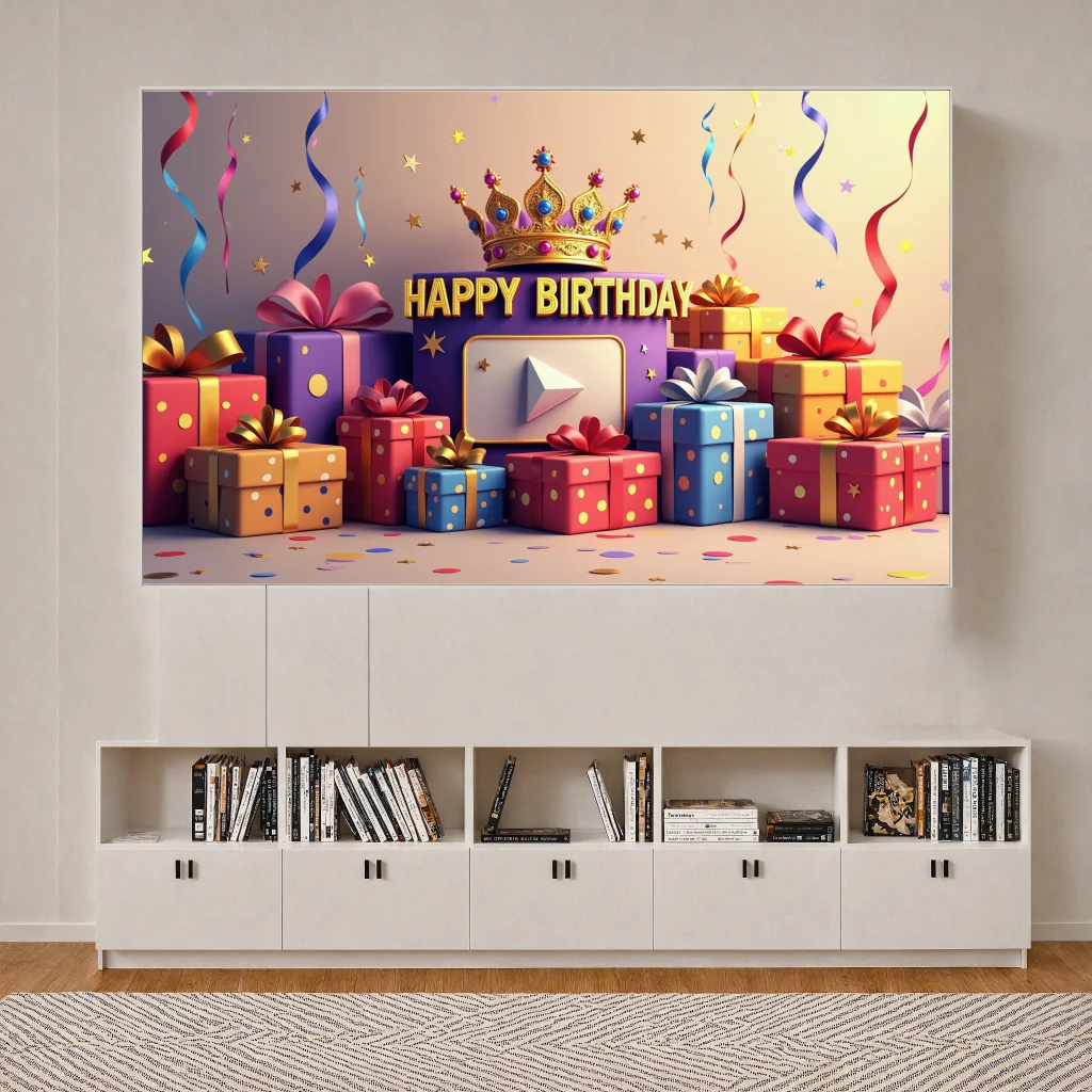 Birthday Party Backdrop Banner Decorations with Crown Present Background for Celebration Event Festive Display Kids Theme evento