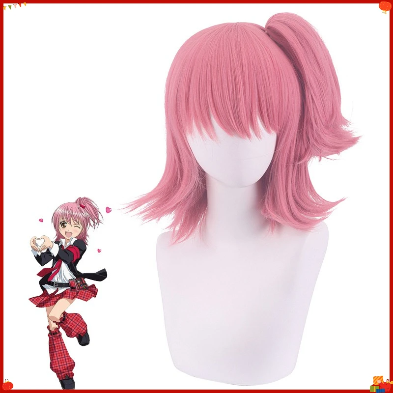 Synthetic Cosplay Wig Amu Inspired Pastel Pink High Ponytail with Faux Scalp Tiger Clip Anime Costume Party