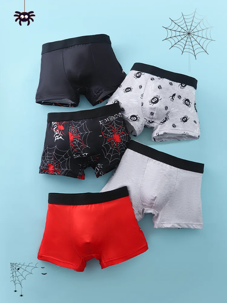 5Pc Knitted Boys' Boxer Shorts with Fun Animal Prints, Soft and Comfortable Fabric That Is Skin-Friendly, Suitable for All Seasons, Can Be Worn on the Beach in Summer, Can Be Used as Swim Trunks, and Won'T Get in the Way during Sports