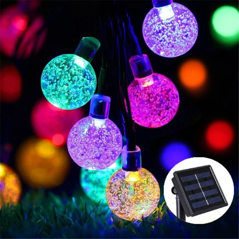 

Solar Lamp Crystal Ball LED String 50 LEDS 10M Multi Color Lights Waterproof Fairy Garland For Outdoor Garden Xmas Wedding