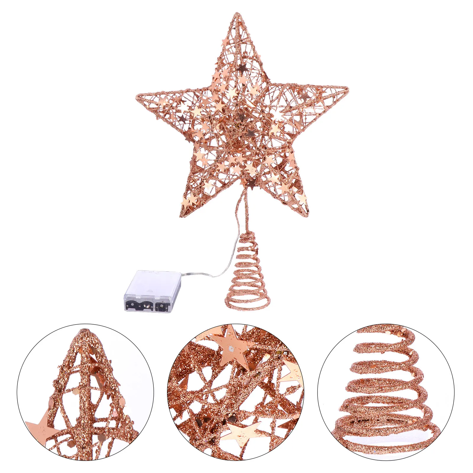 Star Tree Topper - 1個入りクリスマスツリートッパー、中空五芒星型デコレーション、クリスマスツリートッパー、ツリートップデコレーション、クリスマスオーナメント、光沢のある装飾品