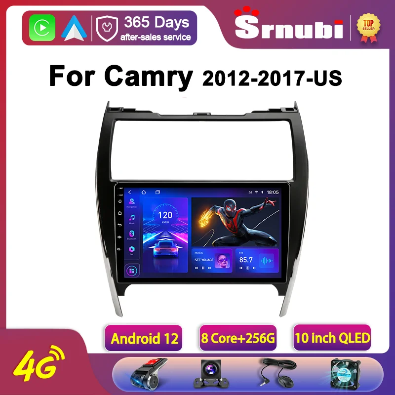 Srnubi Android 12.0 Car Radio for Toyota Camry 7 XV 50 55 2012-2017 US Multimedia Video 2Din 4G Navigation Carplay DVD Head Unit