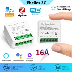 Zigbee Mini interruptor inteligente con WiFi, módulo de interruptor inteligente con temporizador, Control de voz, funciona con Alice, tuya, Alexa y Google, aplicación eWeLink