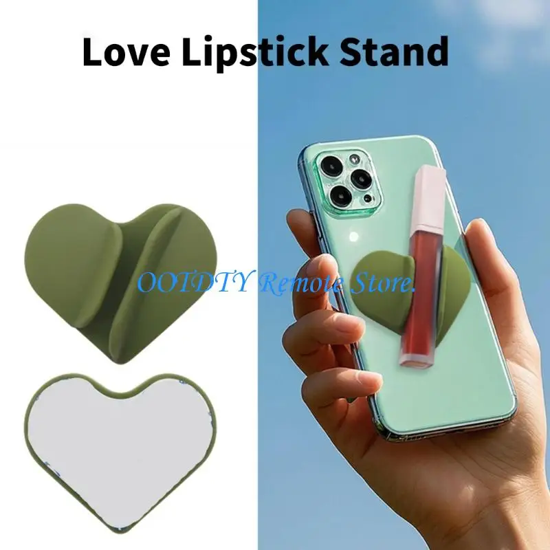 Matte Shell Phone Back Lipstick Holder Heart Adhesive Narrow Storage for Daily Carry and Travel Days Use