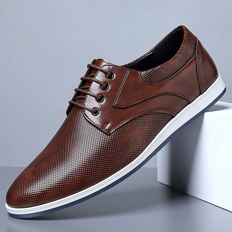 Leather Men Shoes Fashion Formal Men Shoes Moccasins Italian Breathable Male Driving Shoes Black Plus Size 38-48