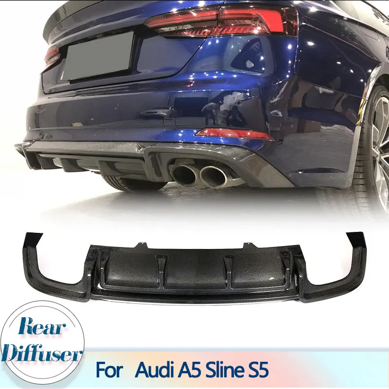 Rear Bumper Diffuser Lip Spoiler for Audi A5 Sline S5 Sport 2D 4D 2017 2018 Carbon Fiber Car Rear Bumper Diffuser Lip FRP