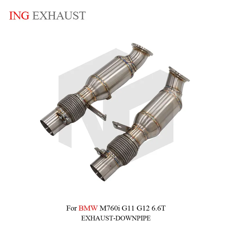 ماسورة العادم النازل لسيارات BMW M760i G11 G12 6.6T V12 N74 2016-2022 3 "الفولاذ المقاوم للصدأ Catless/Catted Turbo Headpipe 🚀