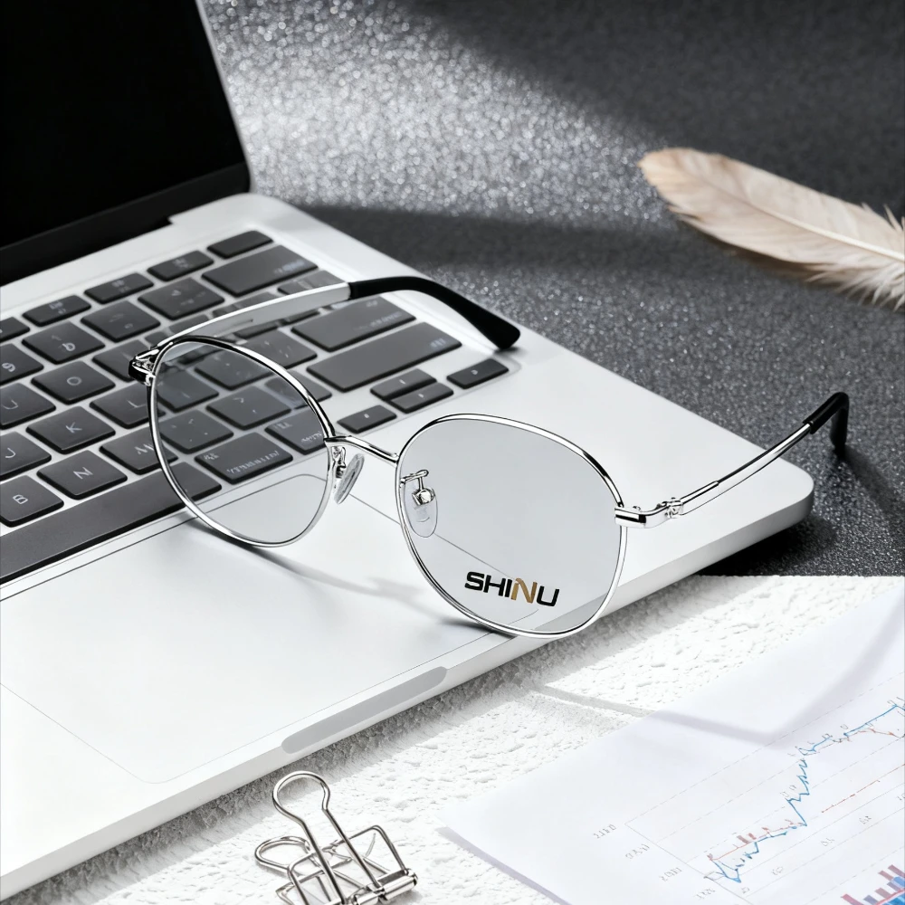 SHINU نظارات طبية للنساء عدسات حرية تقدمية عدسة بصرية مع وصفة إطار دائري من التيتانيوم #2