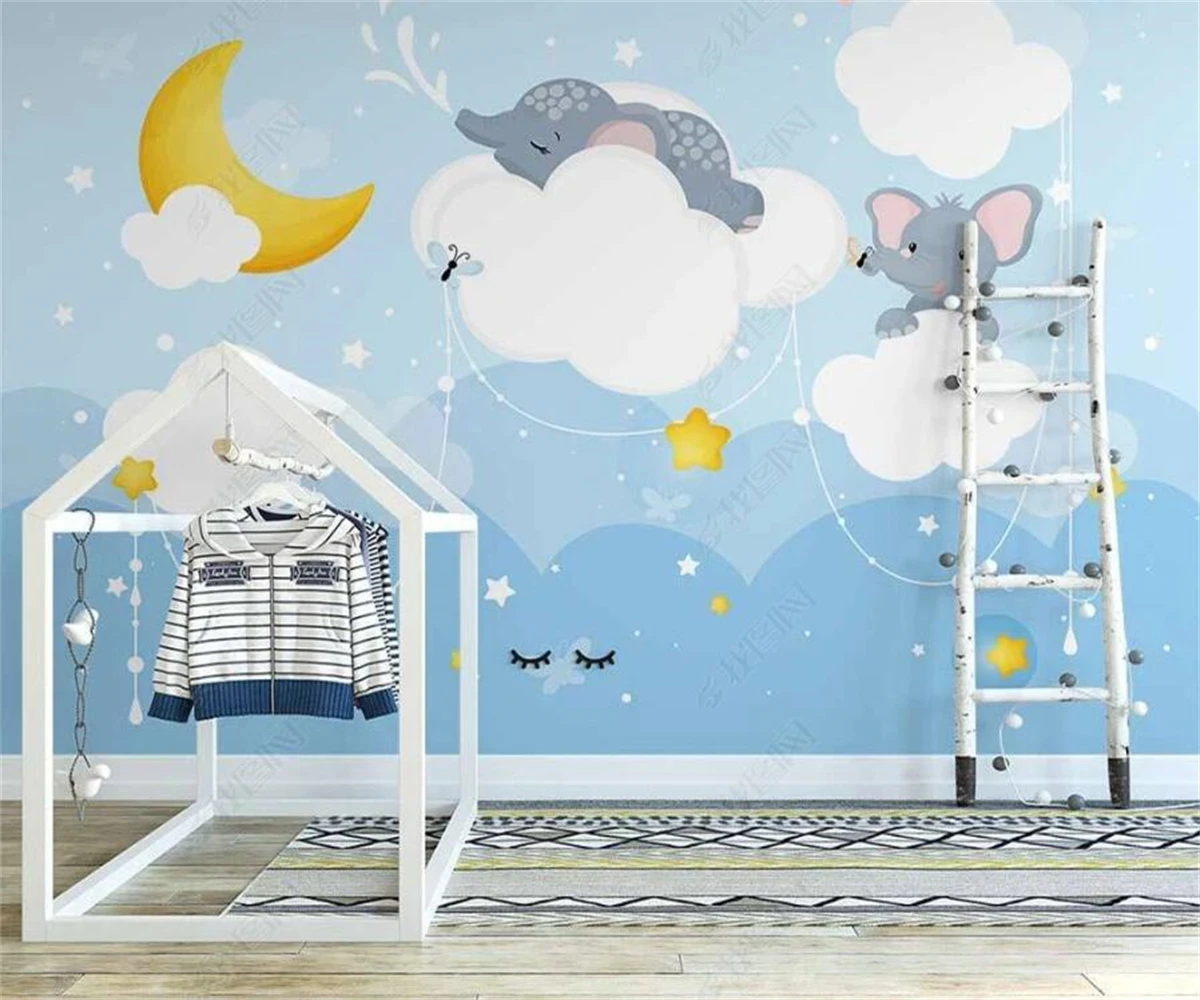 

beibehang Custom modern hand painted classic decorative elephant children's room background wallpaper wall papers home decor