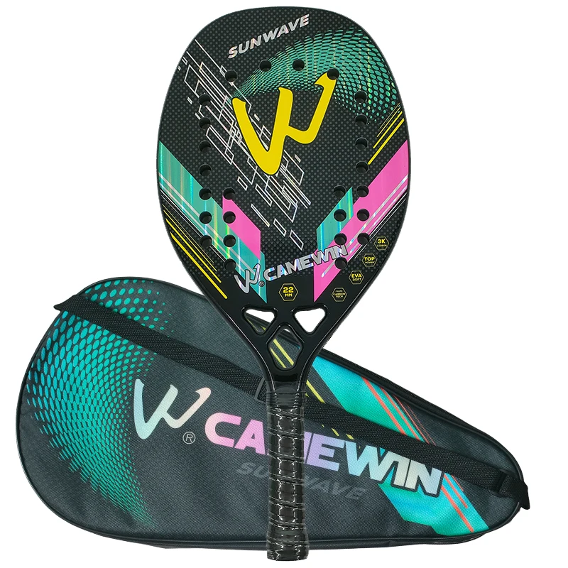 Camewin 3K Beach Tennis Racket Full Carbon Fiber Rough Surface Outdoor Sports Racket For Men Women Adult Senior Player 2024 New