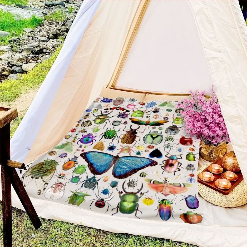 Botanical Insect Garden Blanket Reversible Flannel Throw for Nature Lovers AllSeason Comfort Wildlife Wonder Gift