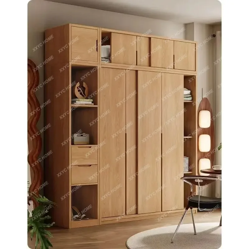 XX Home Bedroom Storage Wardrobes Small Apartment Sliding Door Large Living Room Cabinets All-solid Wood Oak Furniture