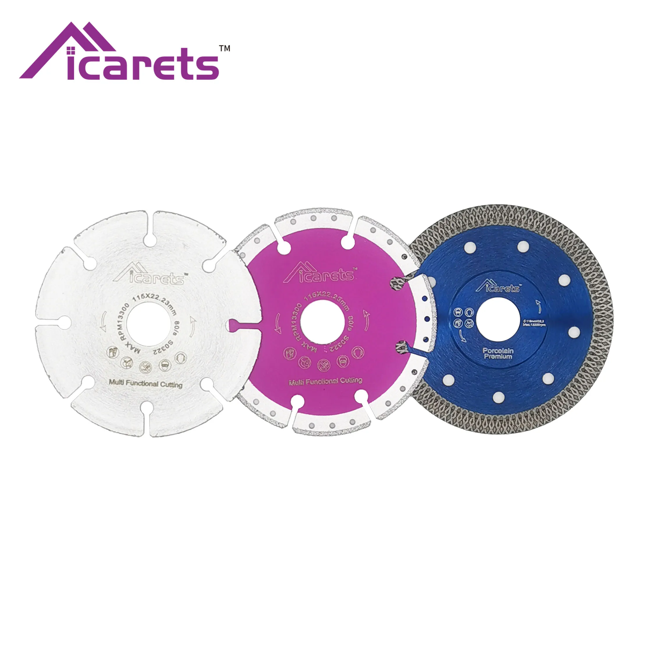 ICARETS 4.5Inch Cutting Disc Different Purpose Dia 115MM For Wood Steel Metal Concrete Granite Stone Grinder Saw Blade