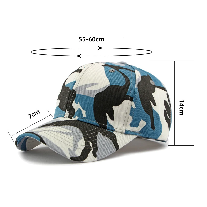 Unisex Colorful Camouflage Baseball Cap Adjustable Cotton Sports Hat for All Seasons Size 55-60cm Casual Style