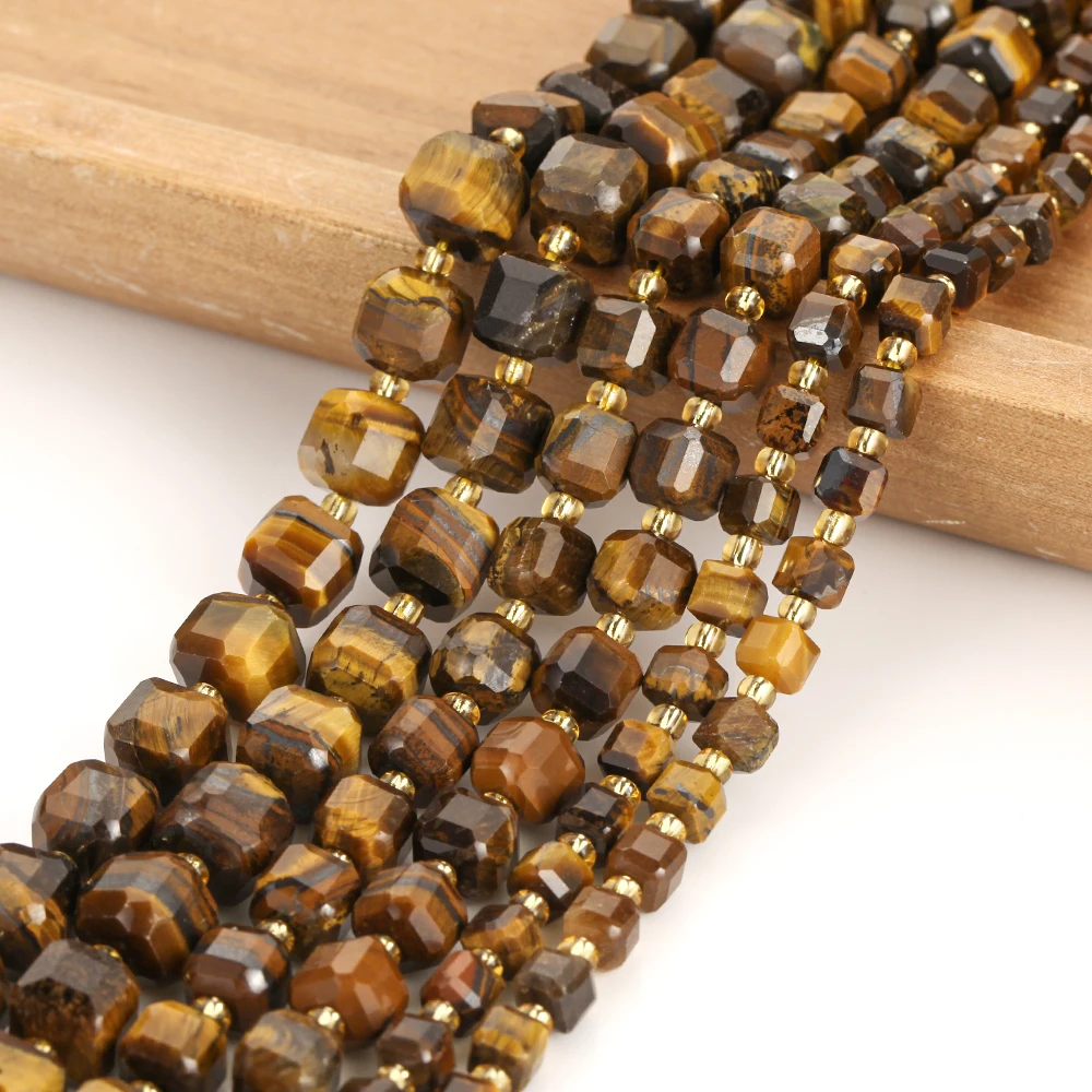 6/8/10 mm natürliche, gelbe Tigeraugen-Steinperlen in quadratischer Form zum Basteln von Schmuck, für DIY-Armbänder, Halsketten und andere Accessoires, DIY-Zubehör, 15 Zoll. – Detail 5
