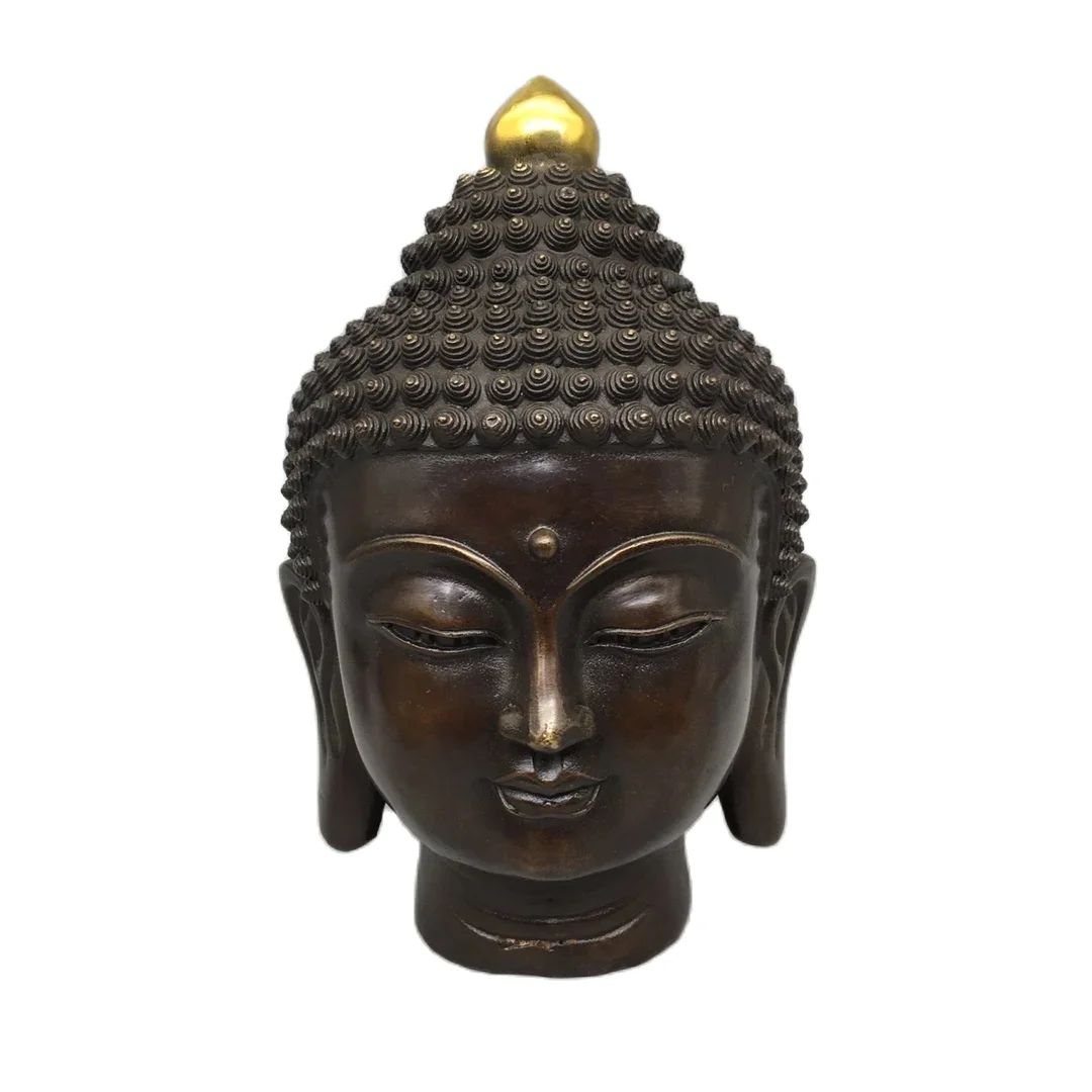 Retro Purple Copper Gilded Shakyamuni Buddha Head Home Decoration Ornament