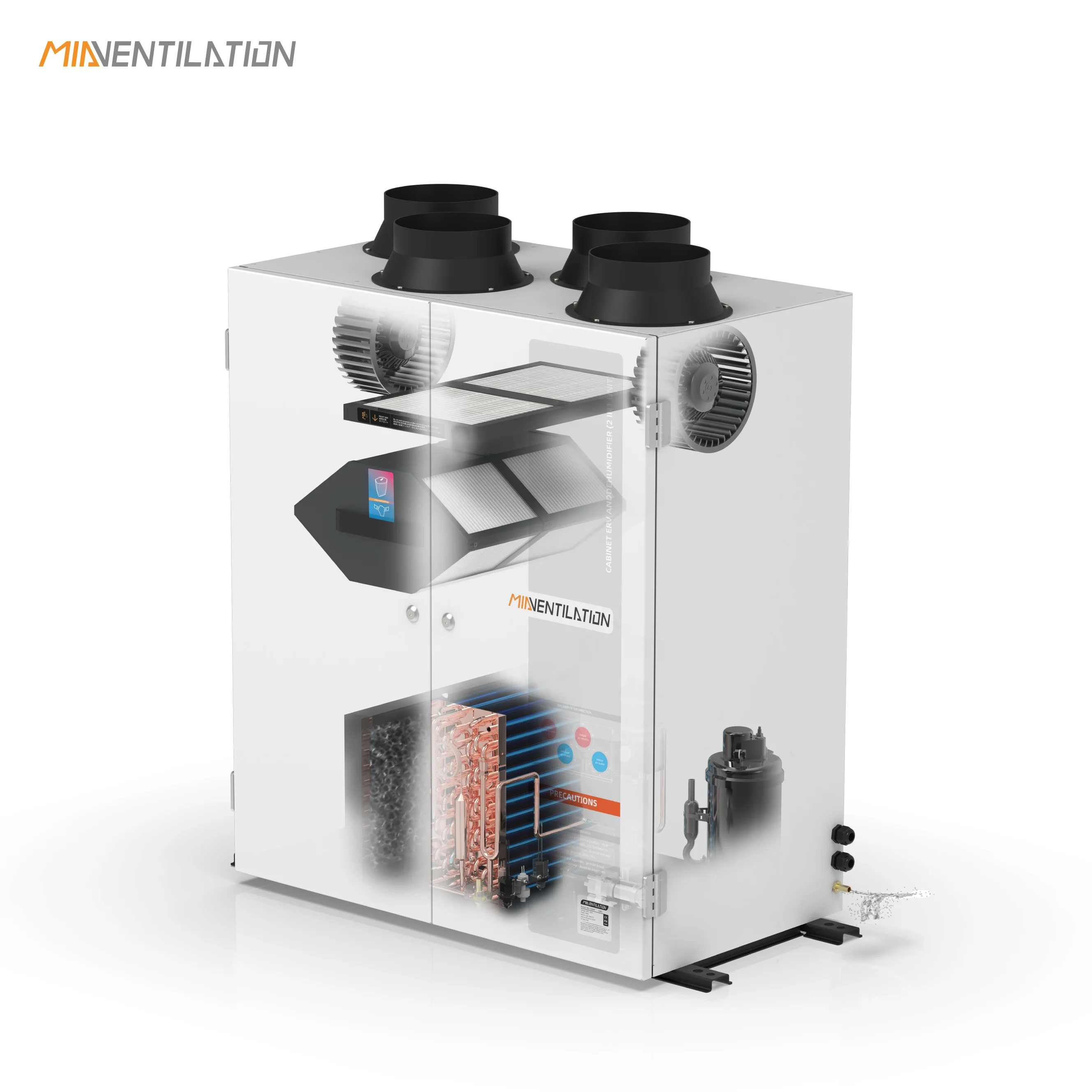 

58L/D 500m3/h Innovative Vertical Dehumidifier Dual Doors Built-in Washable Heat Exchanger Core and Smartphone App Management