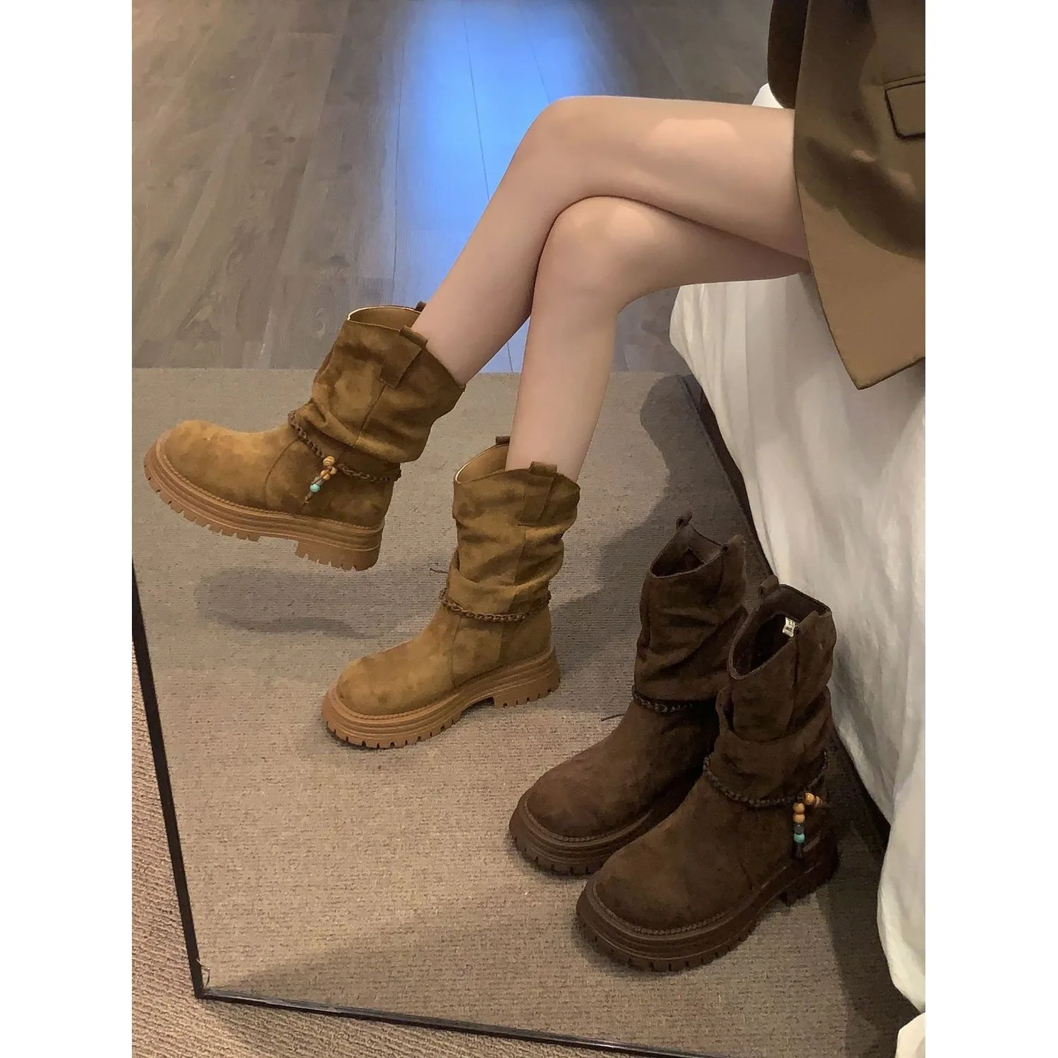 Lands End Chelsea Duck Boots Brown Leather Pull Over Women’s Duck Boots Lands End Slip On Boots New Lands main image 2