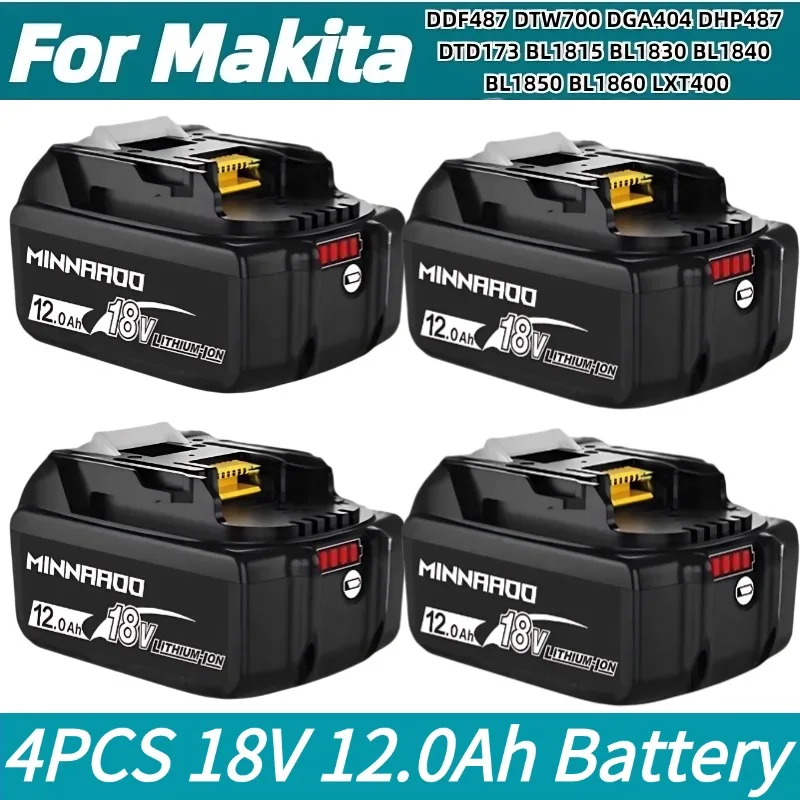 

For Makita BL1860B Battery 6A Charger 18V 12000mAh Replacement Battery For BL1860B BL1850B BL1840B Tool Rechargable Battery