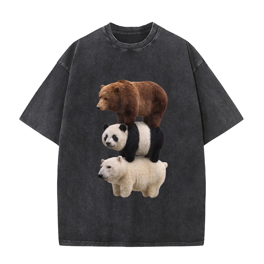 We Bears Realistic Stacked Bares Meme Animal T-Shirt Personalized Luxury Brand Men's Short Sleeve Shirts Summer Top Casual Tee