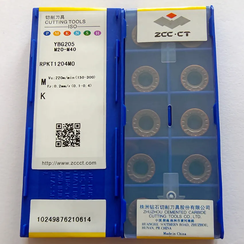 RPKT1204MO YBG205/RPMT1204MO-MM P20M/RPMT1204MO-MM YBG205H RPKT1204 RPMT1204 R6 ZCC.CT ซีเอ็นซีคาร์ไบด์10ชิ้น/กล่อง