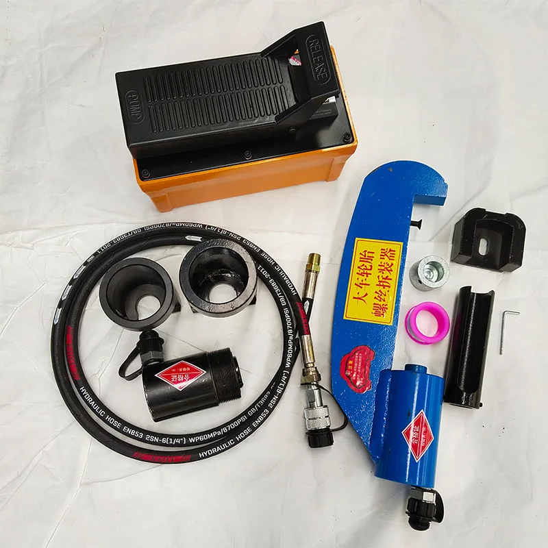 Cart wheel hub screw disassembler with ball head tooling, pneumatic hydraulic wheel hub screw disassembler