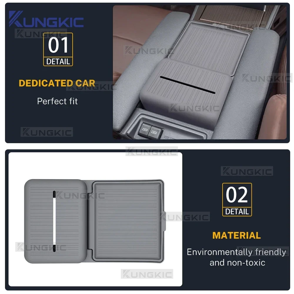 For Toyota Sienna 2021 2022 2023 2024 2025 Center Console Armrest Lid Silicone Tissue Box Brown Gray Interior Accessories - view 4