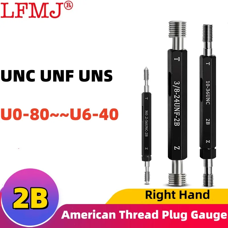 1PCS 2B UNC UNF UNS Steel Mer-cury Gage American Standard Fine Thread Plug Gauge  U0-80 1-64 2-56 3-48 4-40 4-48 5-40 6-32 6-40