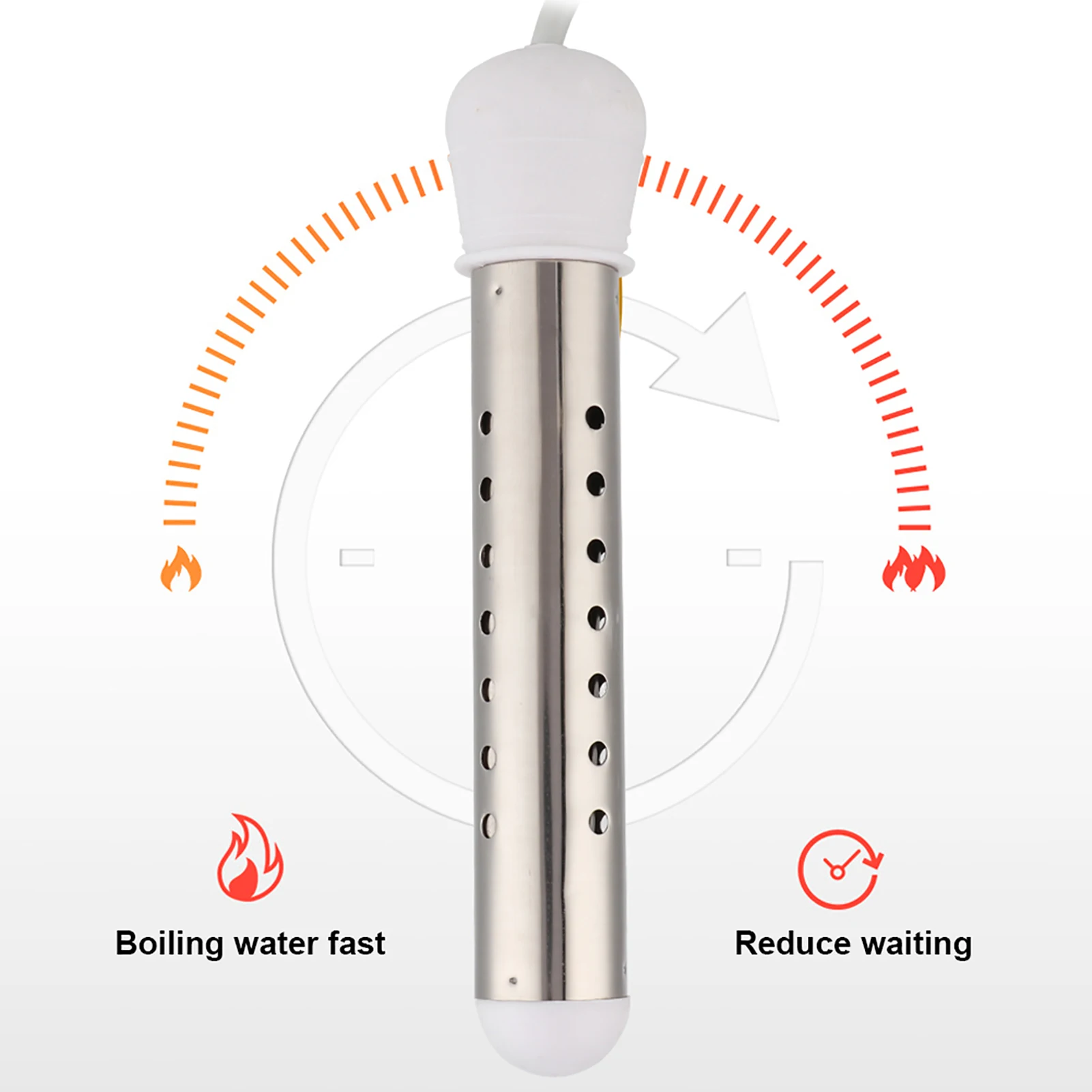 Calentador de Inmersión de 2500W, Barra Calefactora Eléctrica de Acero Inoxidable para Uso Doméstico